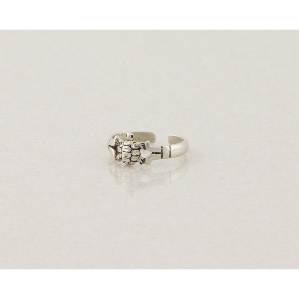 Sterling Silver Turtle Toe Ring Size 4 1/4 Adjustable - Picture 2 of 4